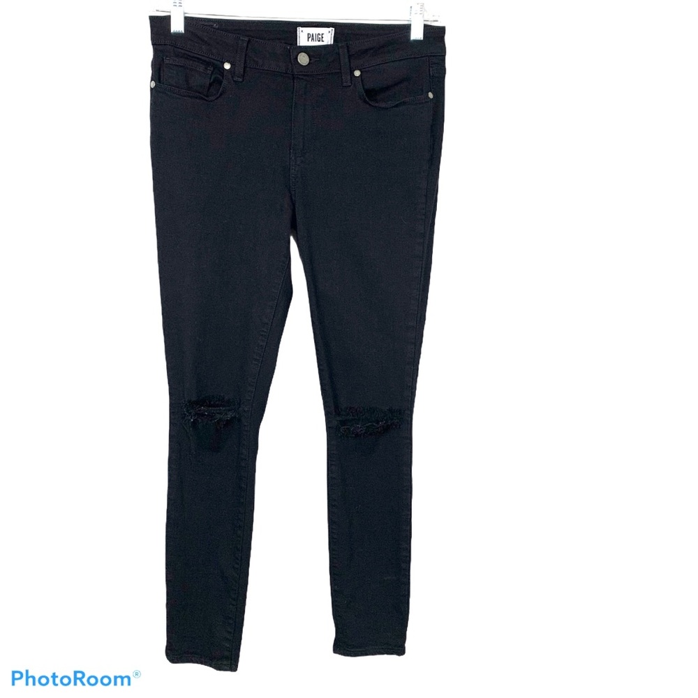 Paige Verdugo Distressed Knee Black Jeans Size 31